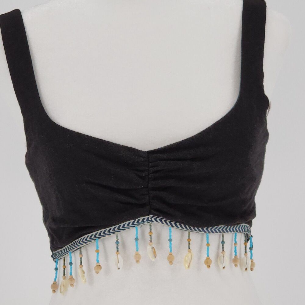 Black crop top with beading under breast by ZARA (S)